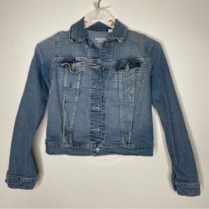 TRENDY CUTE DENIZIN LEVIS LIGHT WASH BUTTON DOWN CROPPED STYLE JEAN JACKET SZ CS